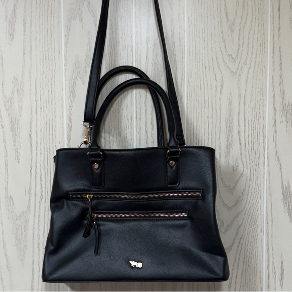 Mathew + Julian Black Satchel Elegant Faux leather Handbag Shoulder bag medium